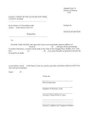 Fillable Online Nycourts Notice Of Motion General Form Fax Email