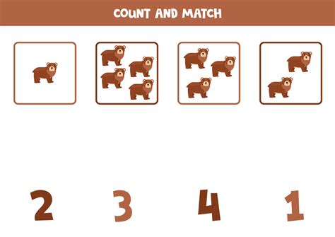 Counting Game For Kids Count All Bears And Match With Numbers