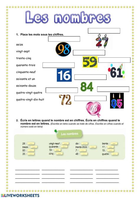 63922 Les Nombres Belge Liveworksheets