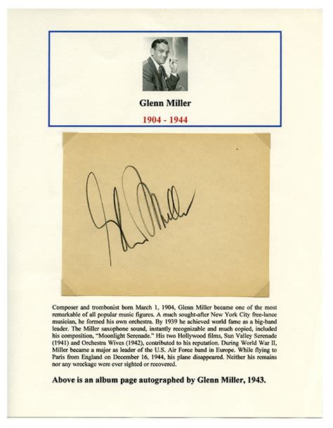 Lot Detail Glenn Miller Autograph On Album Page