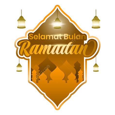 Golden Selamat Bulan Ramadan With Mosque And Lantern Ramadan 1443h