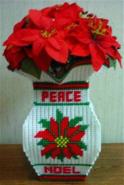 Christmas Poinsettia Vase Plastic Canvas Pattern Etsy