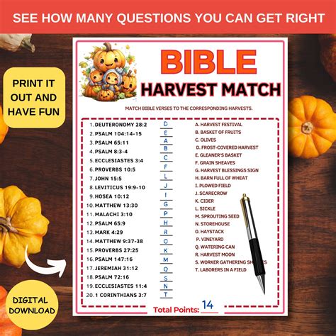 Harvest Bible Verse Match Gameharvest Fall Party Games For Kids