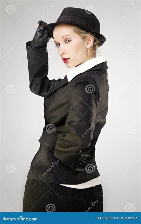 Studio Portrait Of Mafia Woman Stock Image Image Of Mode Style 45678221