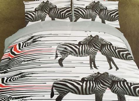 Amazing 3d Zebra Print 4 Piece Polyester Duvet Cover Zebra Print