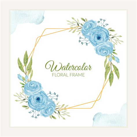 Rustic Watercolor Blue Rose Flower Frame 1221958 Vector Art At Vecteezy