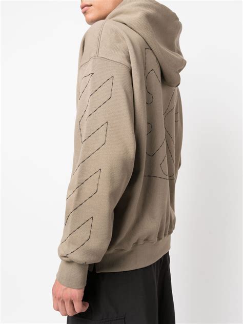 Off White Off Stitch Cotton Hoodie Neutrals Farfetch