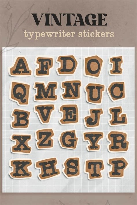 Aesthetic Scrapbooking Stickers Vintage Typewriter Alphabet Letters