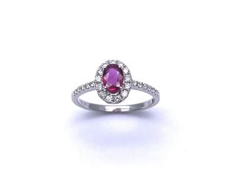 Ct White Gold Ruby Diamond Cluster Ring At Segal S Jewellers