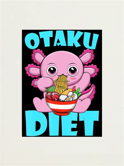 Lámina fotográfica Kawaii Axolotl Ramen Fideos Otaku Diet Anime