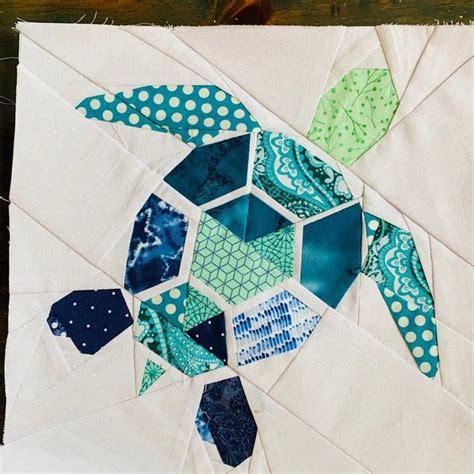 Turtle Foundation Paper Piecing Pattern Swimming Hawaii Tropical