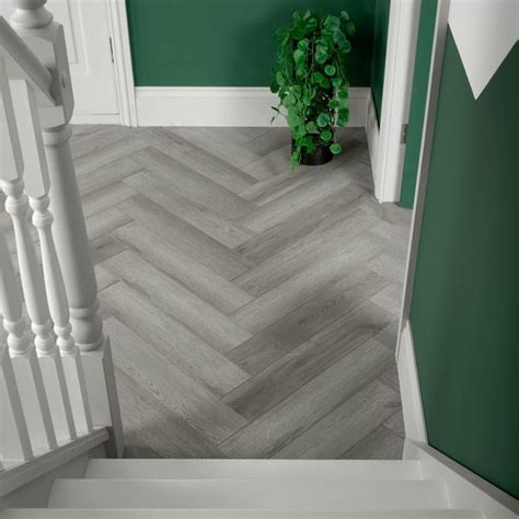 Chason Rock Grey Herringbone Luxury Click Vinyl Flooring 5mm