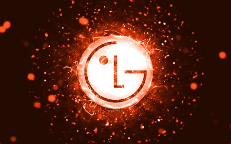 Download Wallpapers Lg Orange Logo 4k Orange Neon Lights Creative Orange Abstract Background