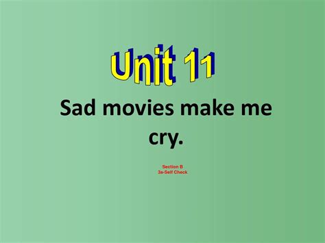 九年级英语全册 Unit 11 Sad Movies Make Me Cry Section B3a Self Check课件 新版