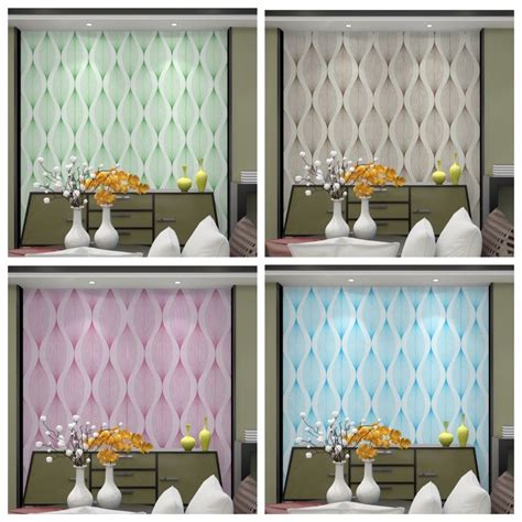 Bhw Wallpaper Many Stripe Design Color Green Pink Blue Brown Pvc