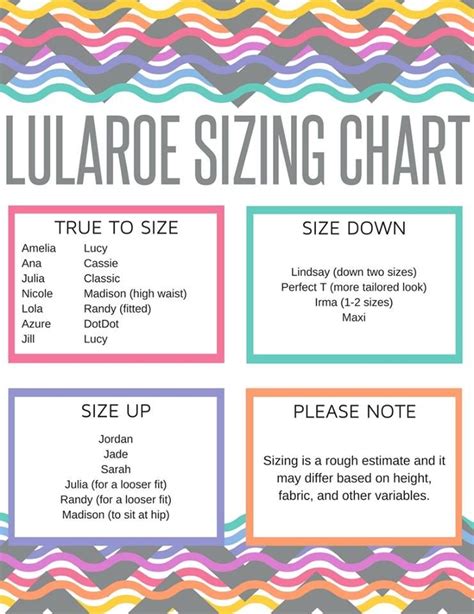 Free Printable Lularoe Sizing Chart I Love This Guide For Llr Lularoe