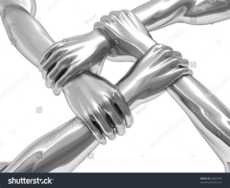 3d Illustration Four Steel Hands Holding Stock Illustration 40697494