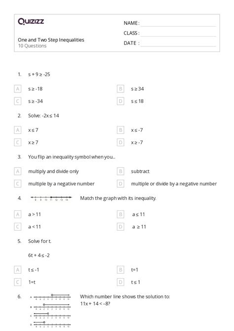 50 Two Variable Inequalities Worksheets On Quizizz Free And Printable