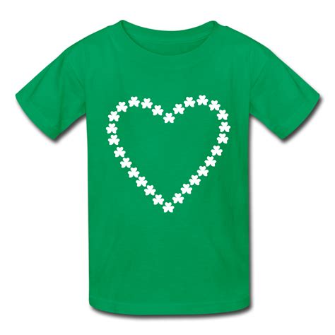 Green Tee Shirt W Hearts And Shamrock Green Hearts Green Tee