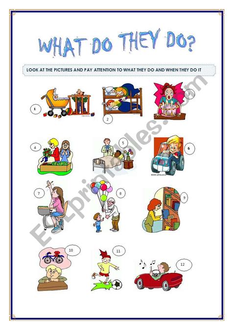 What Do They Do Esl Worksheet By Mariaah