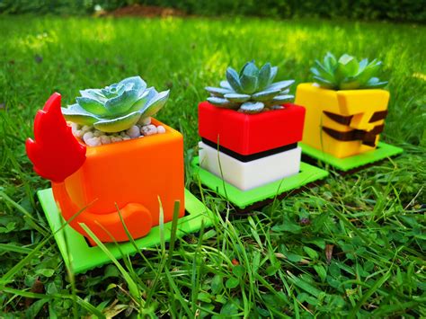 Pokemon Planter Set I Flower Pot Pokemon Planter Office Etsy