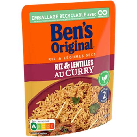 Riz Et Lentilles Micro Ondable Au Curry 2 Min Ben S Original 220 G