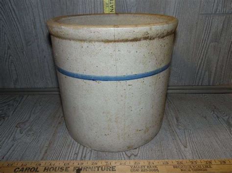 2 Blue Band Stoneware Crock Dunker Auction