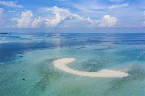 Aerial View Of A Desert Island Among Atolls Maldives Stock Image