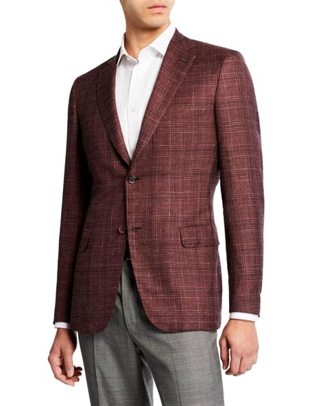 Brioni Mens Cashmeresilk Plaid Sport Coat In Red For Men Lyst