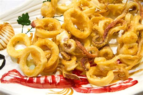 Mixed Deep Fried Fish Shrimp And Squid Platter Stock Image Image Of