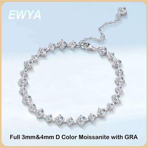 Женский браслет из серебра пробы с муассанитом, 3/4 мм | AliExpress