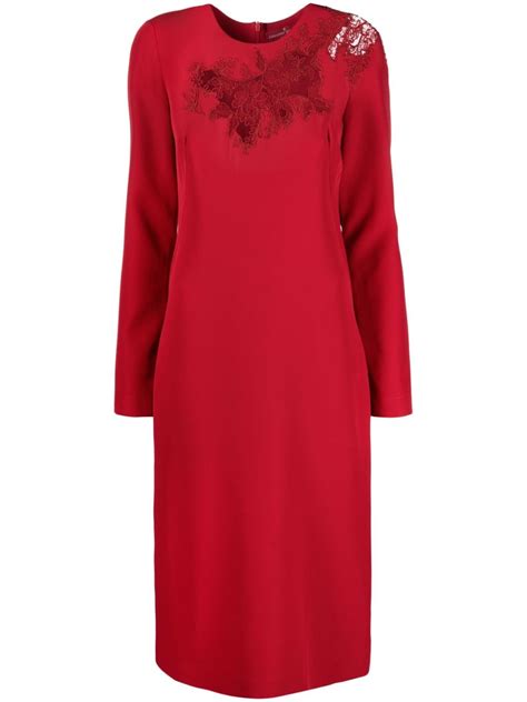 Ermanno Scervino Floral Lace Long Sleeve Midi Dress Farfetch