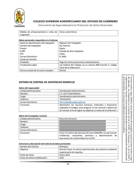 Documento de Seguridad para la Protección de Datos Personales del