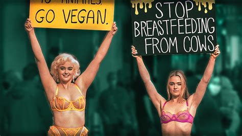 Vegans Protesting In Lingerie Stefania Ferrario And Vganbooty Youtube