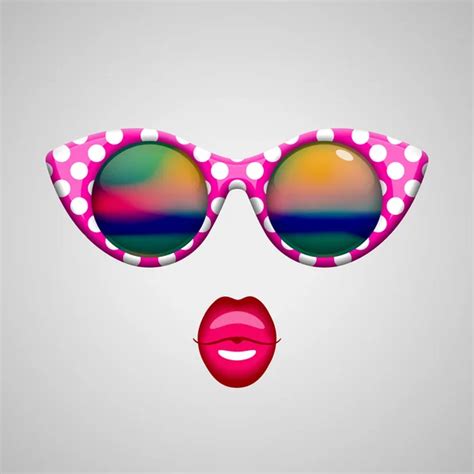 Vintage Sunglasses And Kissing Lips Stock Vector Image By ©vaselena