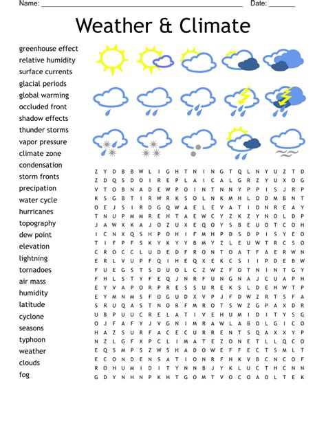 Weather And Climate Word Search Wordmint