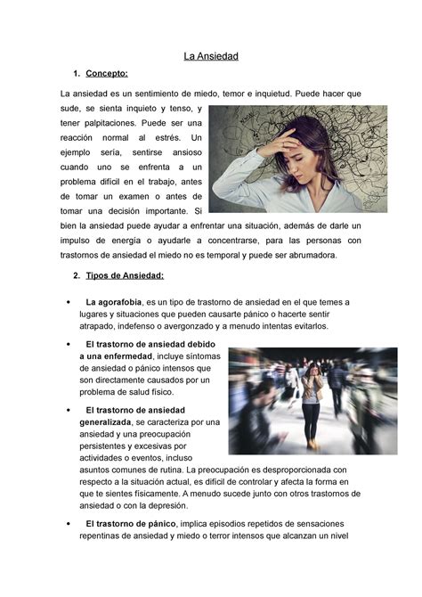 La Ansiedad Informacion Para Exposicion La Ansiedad Concepto La