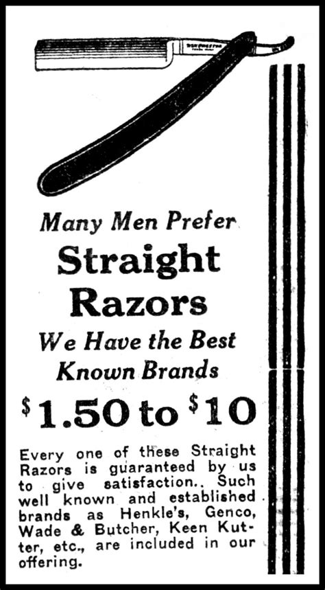 Vintage Advertising For Mens Straight Razors In A White Hardware