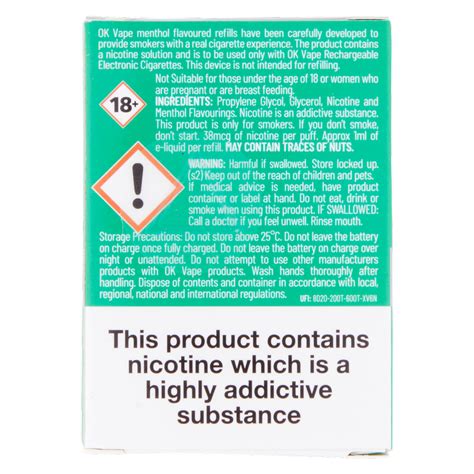 Ok Vape Menthol Refills Medium 12mg 5pcs Fast Delivery By App Or Online