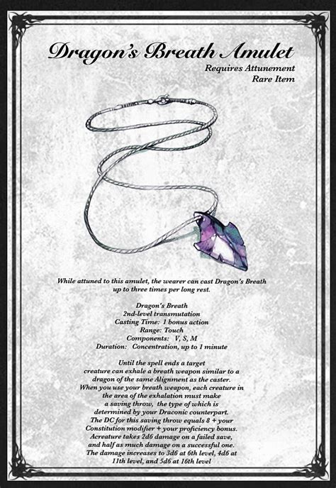 Dragon’s Breath Amulet | Dnd dragons, Dungeons and dragons homebrew, D&d dungeons and dragons