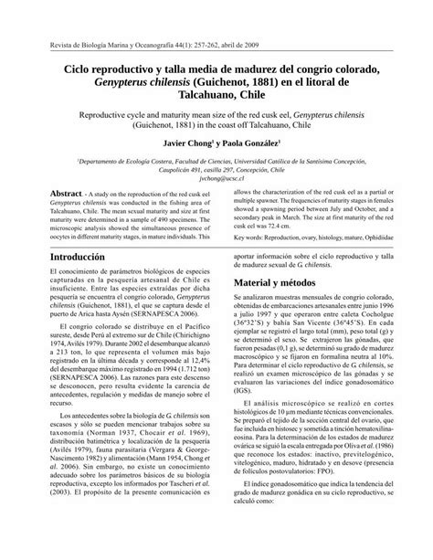 Pdf Ciclo Reproductivo Y Talla Media De Madurez Del Revista De