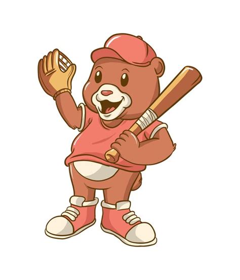 Design de ilustração de desenho animado de mascote de urso fofo como