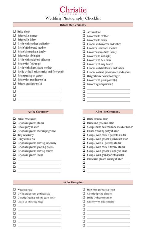 Wedding Photography Checklist