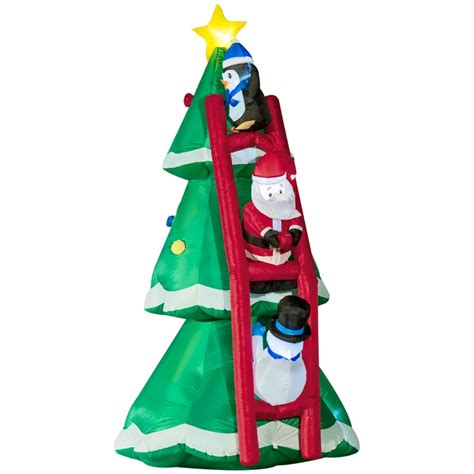 Outsunny 8ft Inflatable Christmas Tree With Santa Claus Penguin And