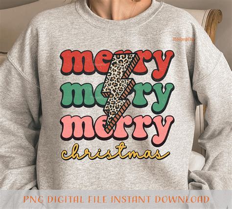 Merry Christmas Leopard Print Bolt Png Retro Christmas Etsy