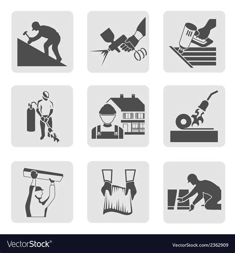 Roofer icons set Royalty Free Vector Image - VectorStock