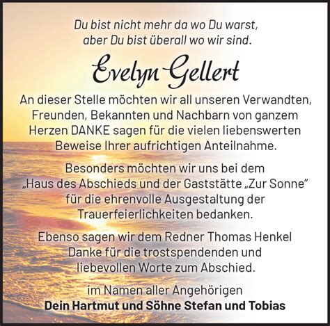 Traueranzeigen von Evelyn Gellert Märkische Onlinezeitung Trauerportal