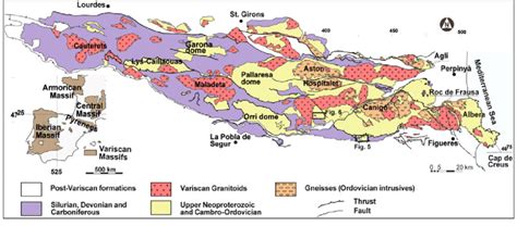 1 Simplified Geological Map Of The Pyrenees With The Location Of The