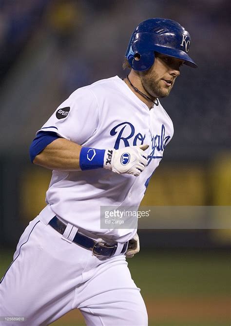 Alex Gordon of the Kansas City Royals rounds third after hitting a ...