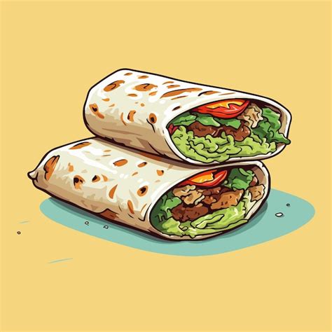 Premium Vector Chicken Tortilla Wrap Handdrawn Illustration